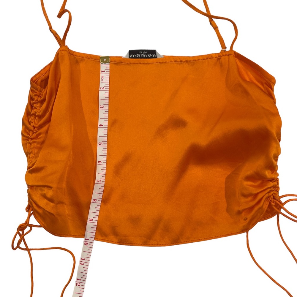 Amanda Uprichard orange silk skirt and crop top set. Tank is XS, Skirt is S - Picture 8 of 8